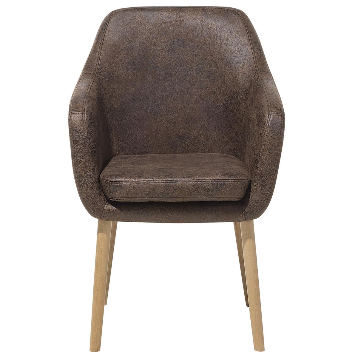 ESSZIMMERSTUHL Kunstleder Braun Yorkville - Dunkelbraun, Holz/Textil (56/82/62cm) - Beliani