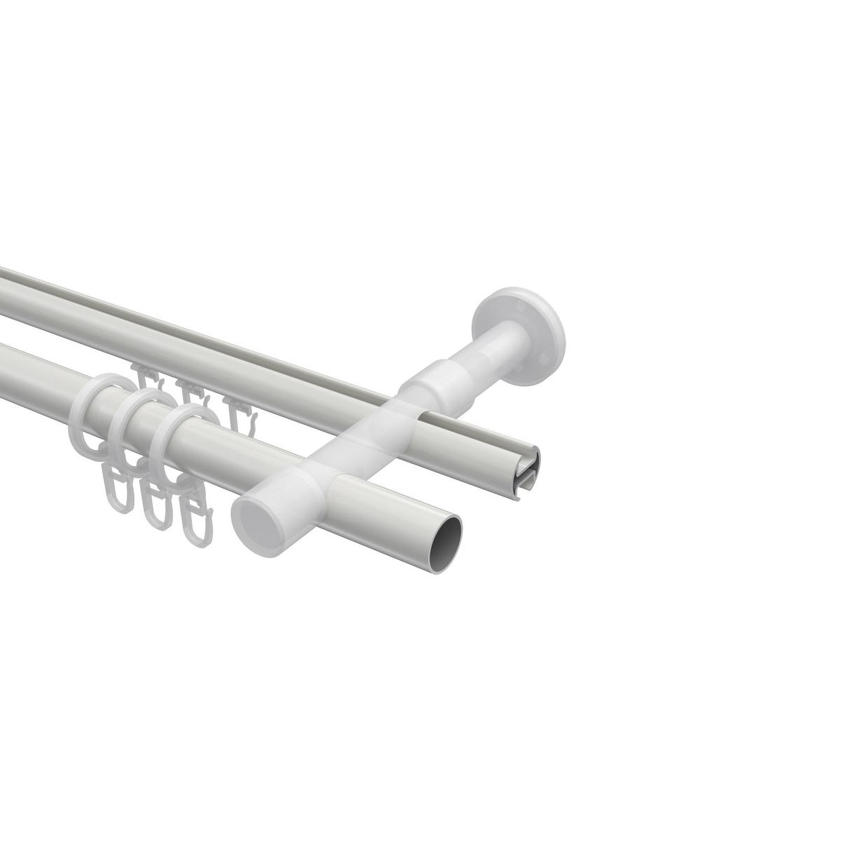 GARDINENSTANGE RUNDROHR-INNENLAUF Prestige Sitra 120 cm, 2-läufig, 20 mm Ø Weiß - Weiß, Metall (120cm) - INTERDECO