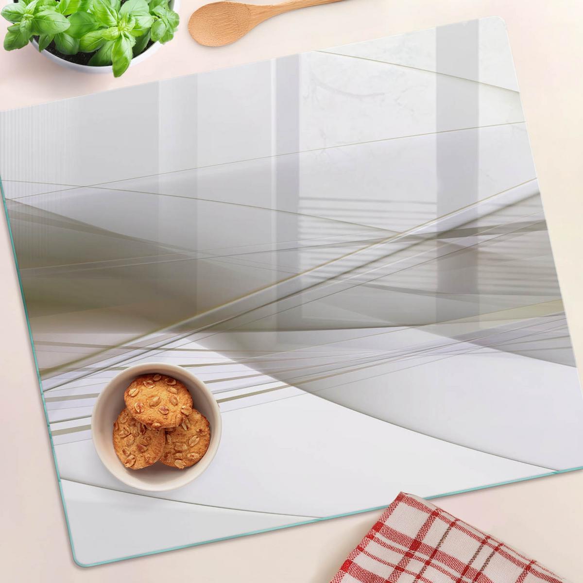 GLASPLATTE 60x52 cm Abstraktion - Blau/Beige, Glas (60/0.4/52cm) - TULUP