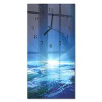 WANDUHR aus Glas 30x60 cm - Das Universum der Erde - Blau, Glas (30/60/0.4cm) - TULUP