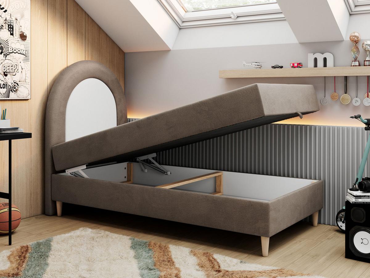 BOXBETT NEST 90/180 Braun Velvet hydrophob - H3 - Braun, Holz/Textil (90/180cm) - MKS