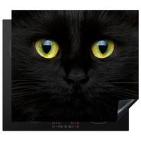 HERDABDECKPLATTE Katze - Augen - Gelb - Schwarz Abdeckung Ceranfeld 59x51 cm - Schwarz, Kunststoff (59/51/0.2cm) - MuchoWow