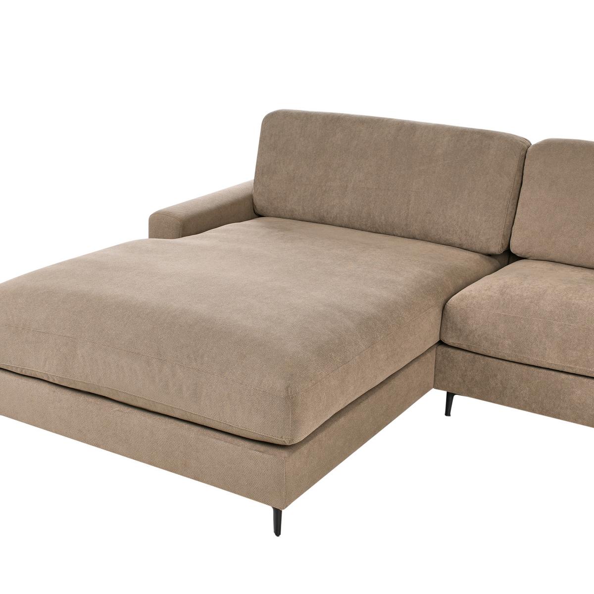 ECKSOFA 3-Sitzer Stoff Braun rechtsseitig Maloy - Braun, Textil (272/189cm) - Beliani