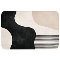 BADEMATTE Abstrakt - Japandi - Beige - Modern 90x60 cm - Beige/Schwarz, Textil (90/60cm) - OnlyWow