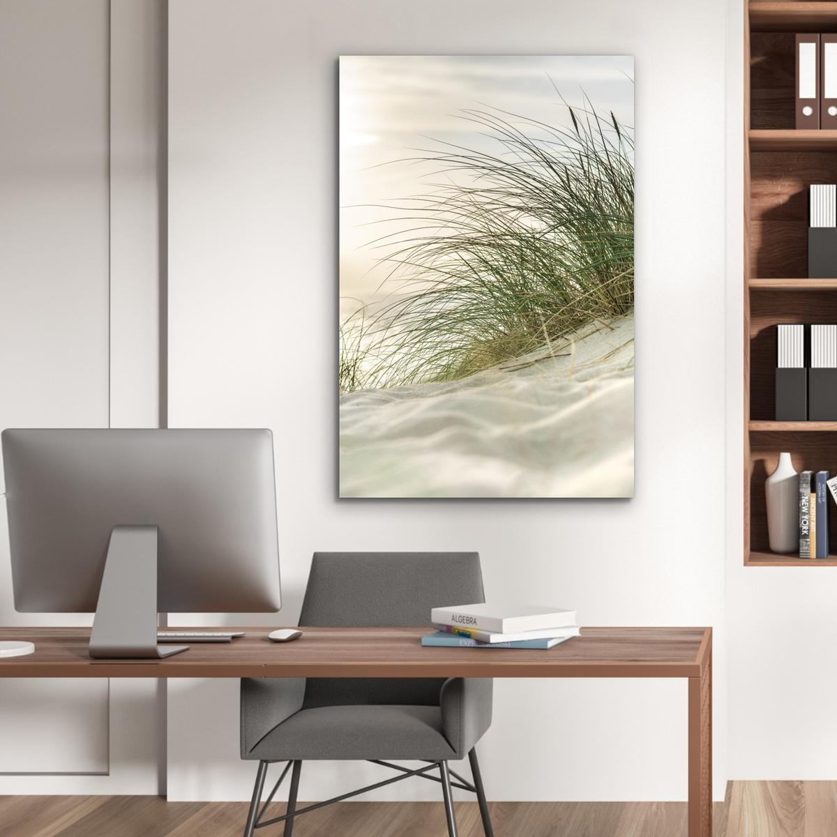 METALLBILD Dünen mit Strandhafer in der Sonne des Nationalparks Schleswig-Holsteinisches Wattenmeer 80x120 cm - Creme, Metall (80/120cm) - MuchoWow