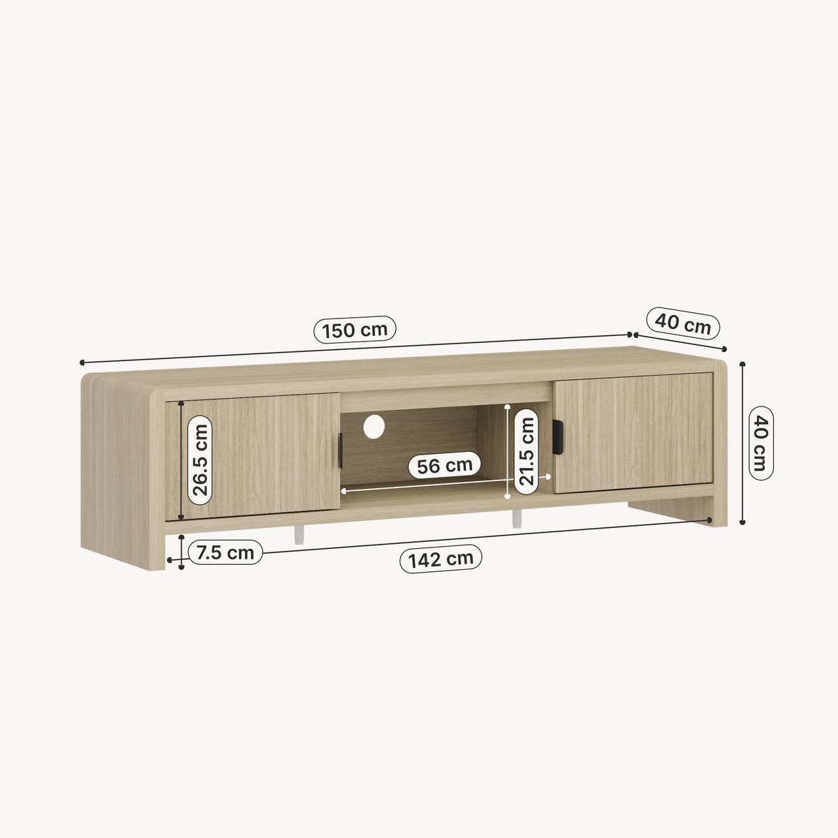 FERNSEHSCHRANK Lukkodso - Eichefarben, Holzwerkstoff (150/40/40cm) - [en.casa]