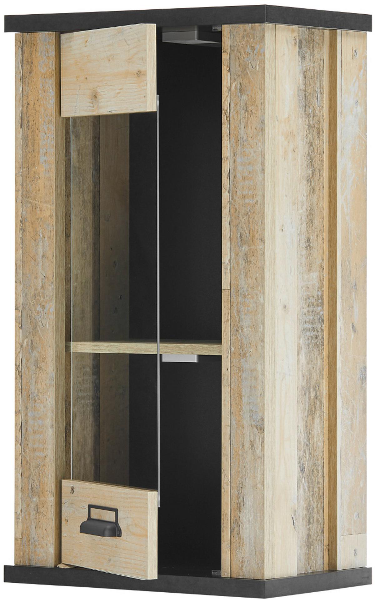 KÜCHENOBERSCHRANK Used Wood, anthrazit 50 cm, Hängeschrank mit Soft-Close - Anthrazit/Schwarz, Glas/Holzwerkstoff (50/90/31cm) - Furn.Design