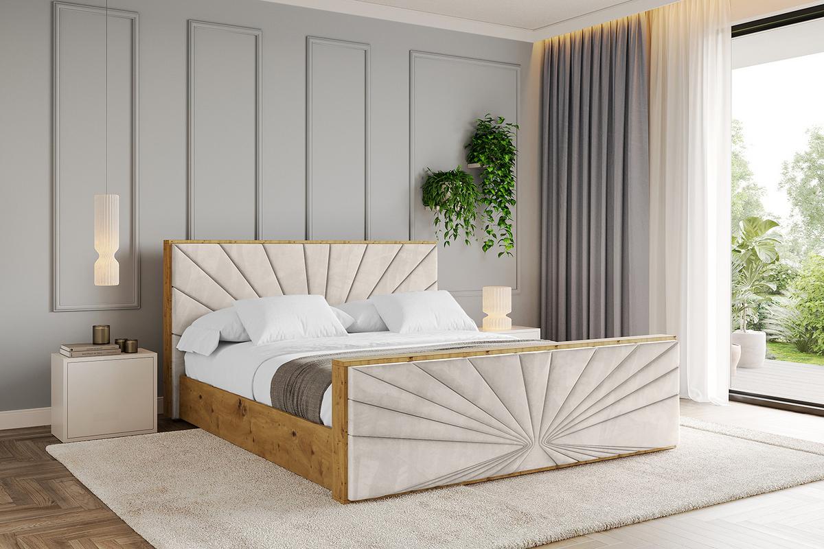 POLSTERBETT mit Bettkasten, Fußteil und Lattenrost, Boxbett mit Matratze H3/H4 - ENZO6-Z 160x200 Beige - Beige, Holzwerkstoff/Textil (160/200cm) - ALTDECOR