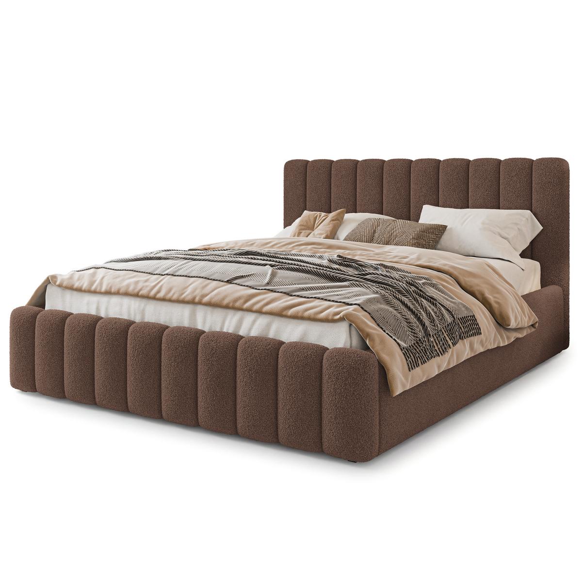 POLSTERBETT DINESE Q 140x200 cm mit Bettkästen - Braun - Braun, Holz (140/200cm) - MASSENO