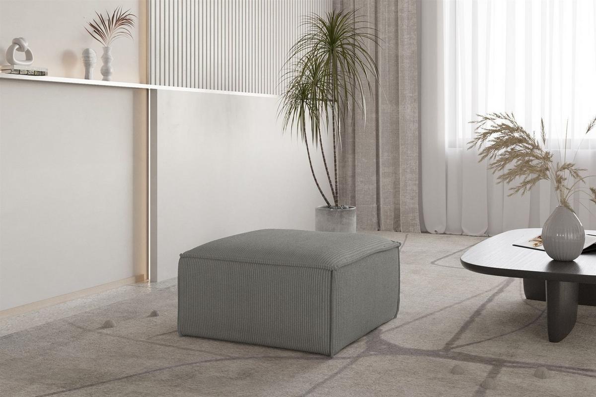 POLSTERHOCKER Celes Premium 65x65cm - Grau, Holzwerkstoff/Textil (65/40/65cm) - Fun Möbel