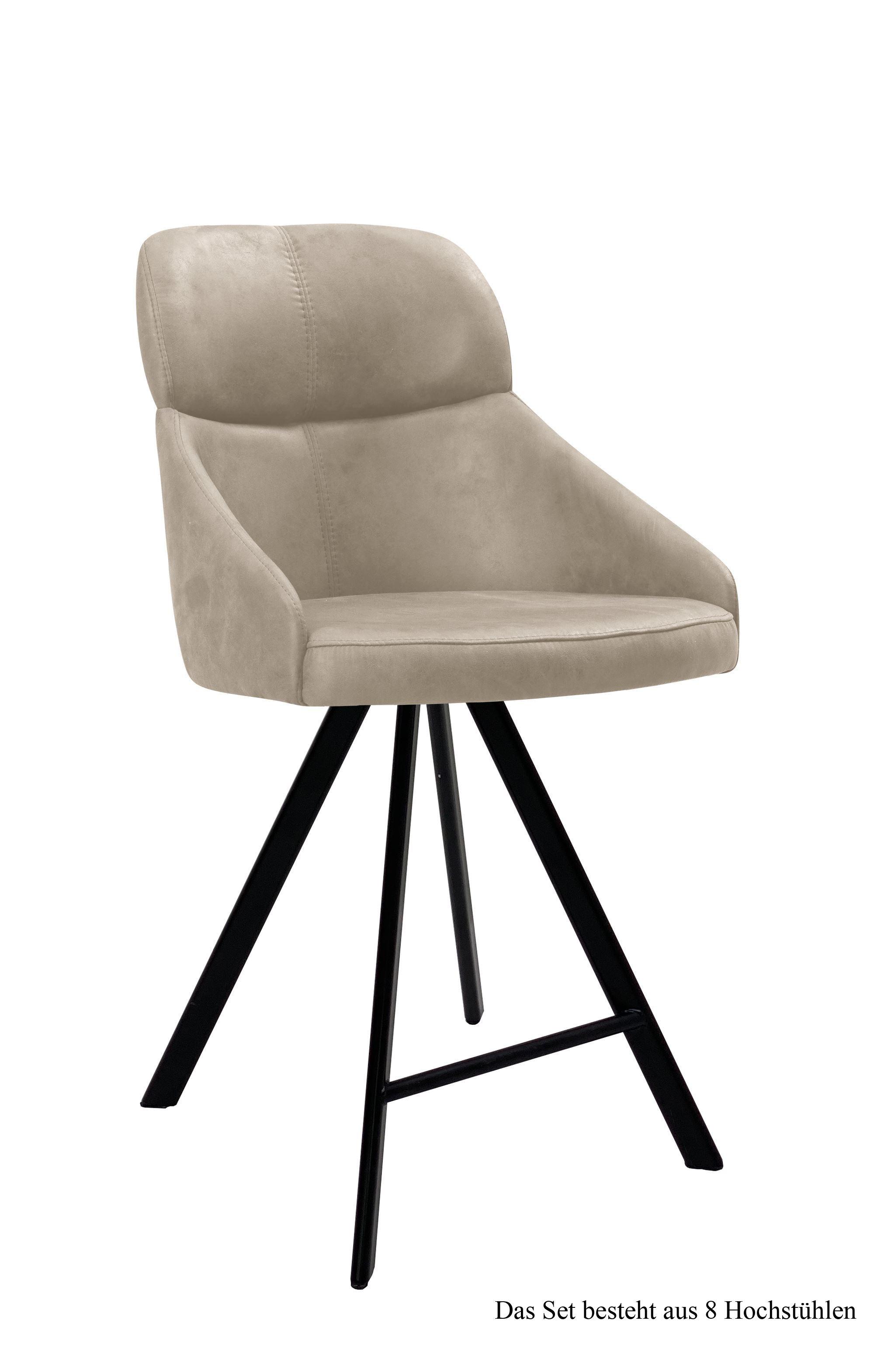 THEKENSTUHL drehbar (8er-Set) Diljana 52x99x63 Schwarz/Natur - Schwarz/Naturfarben, Kunststoff (63/99/52cm) - 58aufmkessel