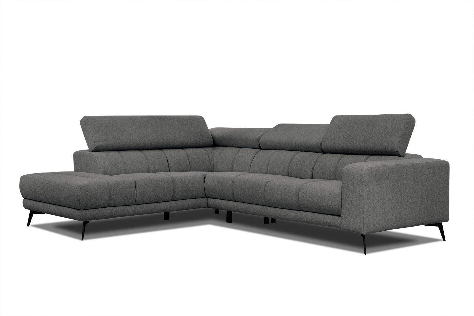 ECKSOFA MORELLO 5-Sitzer, dunkelgrau - Dunkelgrau/Schwarz, Holzwerkstoff/Textil (158/269cm) - Wozimo