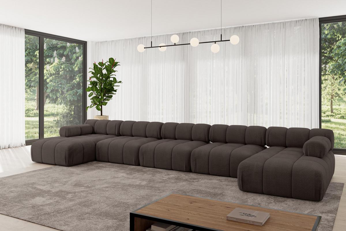 WOHNLANDSCHAFT modulares Sofa Tesso-U3 - 475x160x70 cm Braun Velours - Braun, Holzwerkstoff/Textil (475/70/160cm) - ALTDECOR
