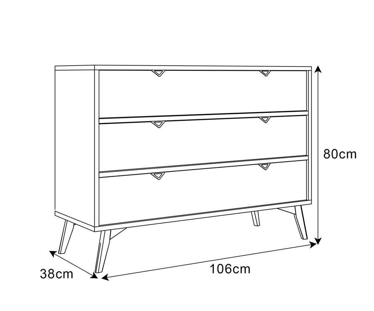 KOMMODE ALOE KSZ106 mit Schubladen Eukalyptus - Eukalyptusholzfarben, Holzwerkstoff (106/80/36cm) - Lookway