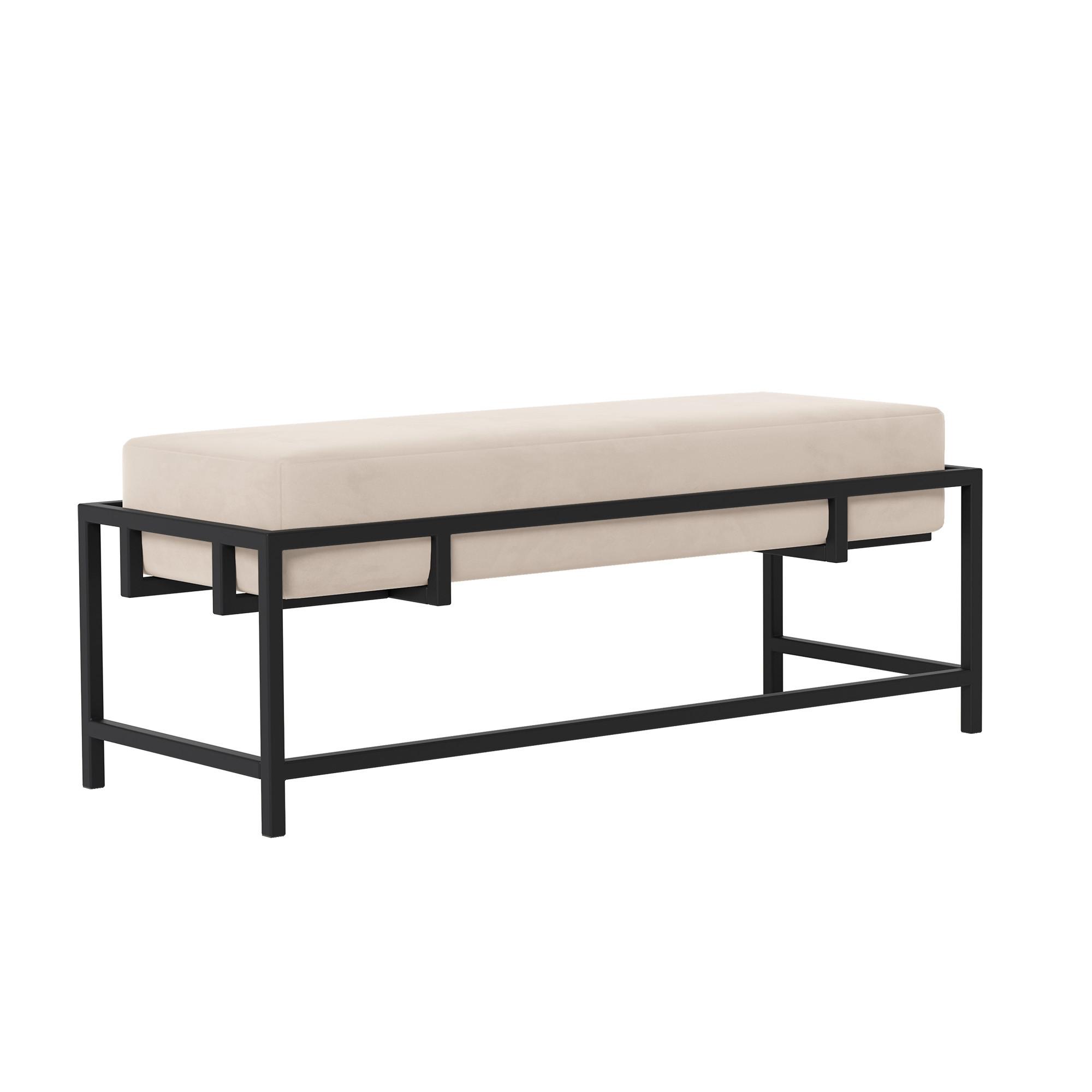 POLSTERBANK GLAM 100 cm Schwarz / Beige ,Metallgestell - Beige, Textil/Metall (100/45/35cm) - Idohome