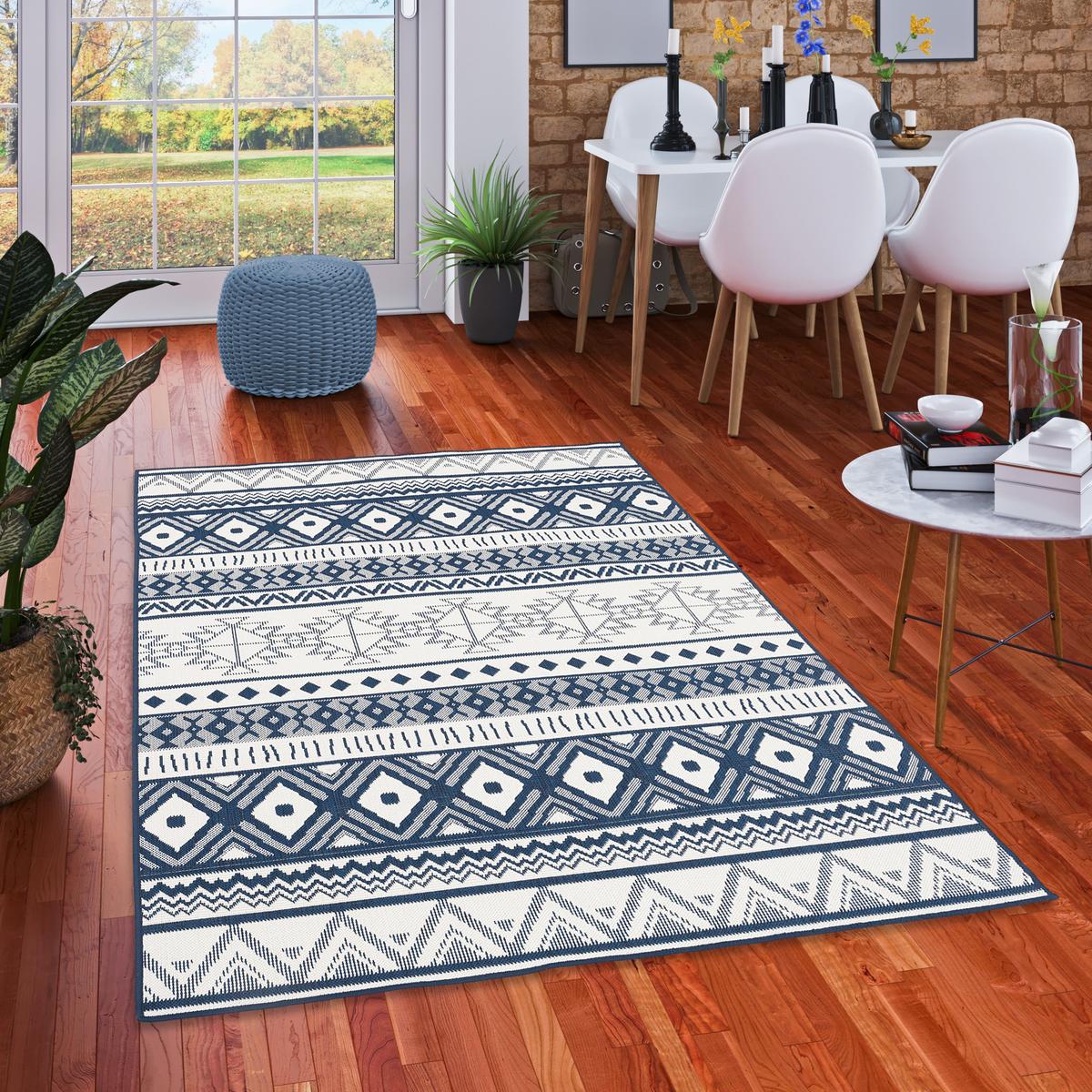 IN- UND OUTDOOR TEPPICH BEIDSEITIG CAPE COD ETHNO - Blau, Textil (80/140cm) - Pergamon