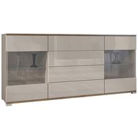 SIDEBOARD Bari Sandgrau Hochglanz - Sandfarben, Holzwerkstoff (166.5/75.5/35cm) - Vladon