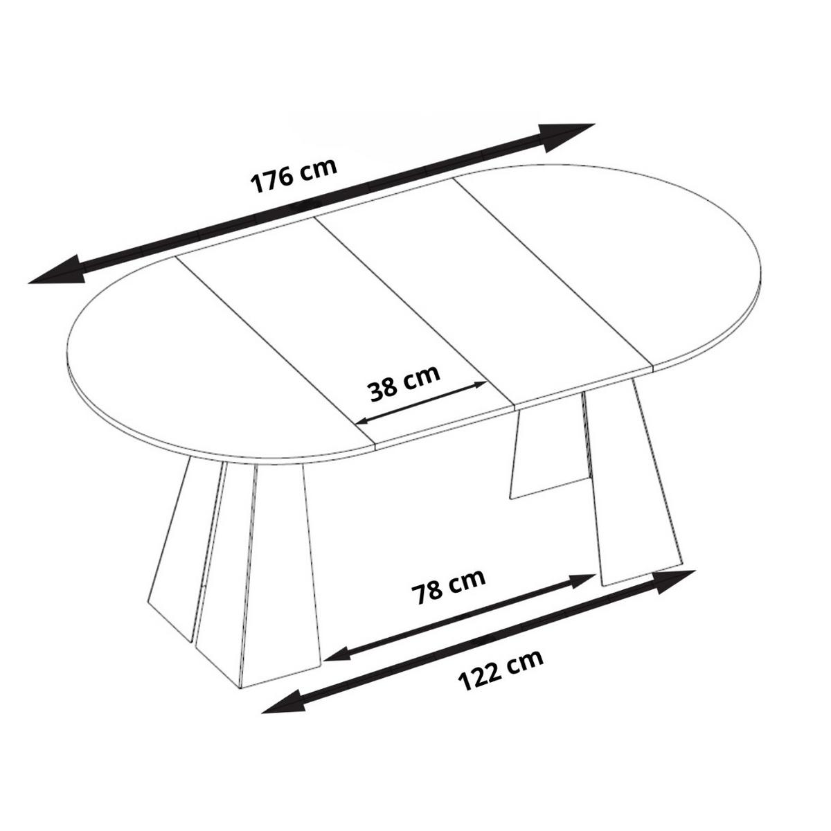 ESSTISCH Fuelo, Runder Tisch mit Ausziehfunktion, 100-180x100 cm, Schwarz+eiche Craft - Eichefarben/Schwarz, Metall (100/100/76cm) - Beautysofa
