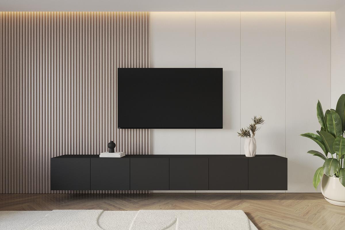 LOWBOARD ELIO-W 3x100x40x40 cm - Schwarz - Schwarz, Holzwerkstoff (300/40/40cm) - ALTDECOR