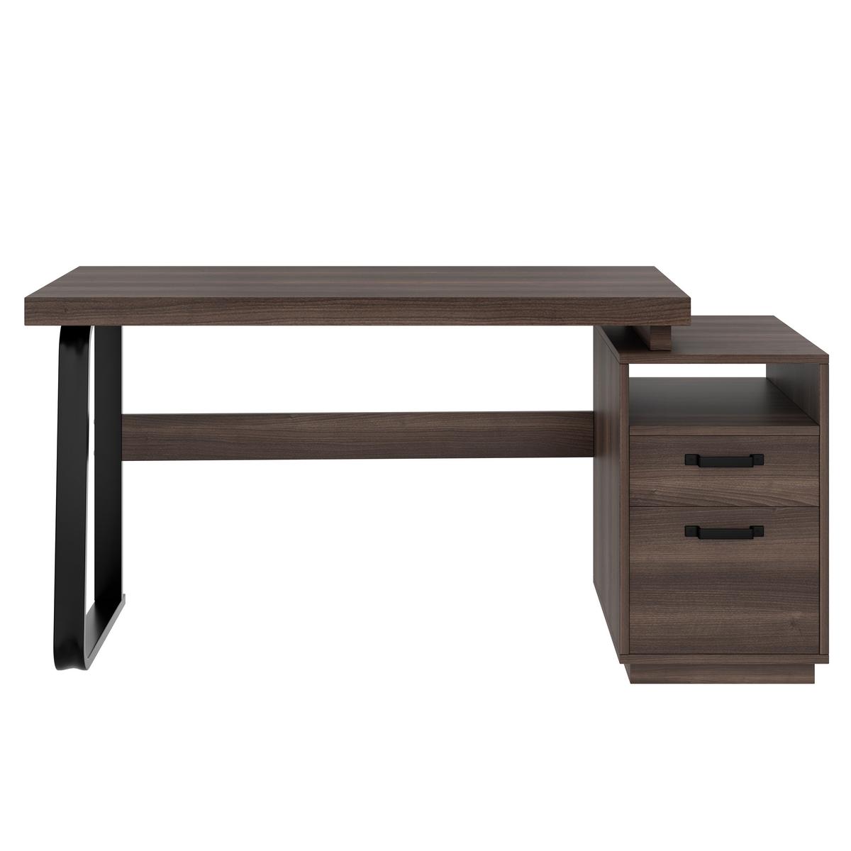 BÜROSCHREIBTISCH braun, Stahl, 3 Schubladen - Walnussfarben, Holzwerkstoff (54/161/76.4cm) - Urban Meuble