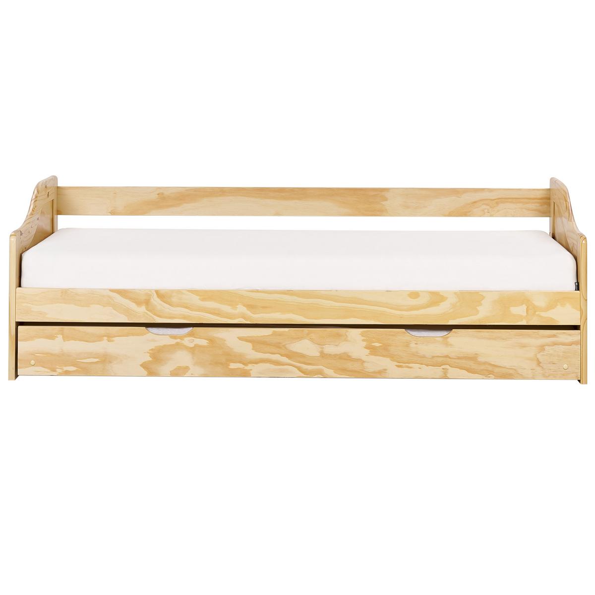 AUSZIEHBETT 90x200 cm Heller Holzfarbton Luneray - Hellbraun, Holz (90/200cm) - Beliani