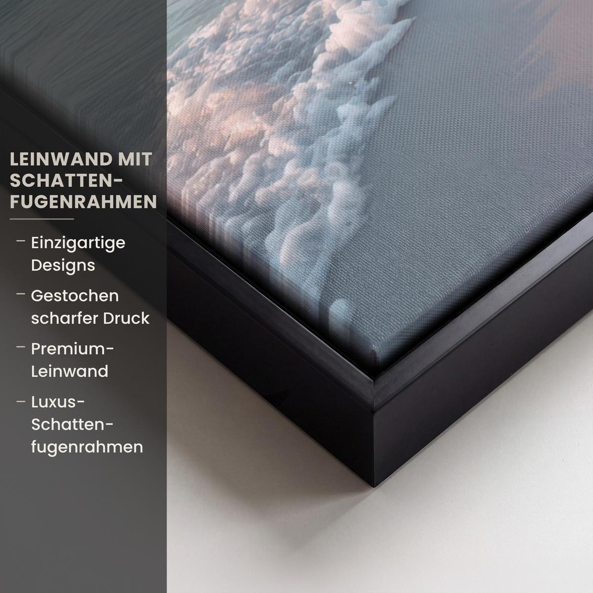 LEINWAND Bilder mit Rahmen - Küstenlinie - Pastell - Wasser - 50x70 - Pastellblau, Textil (50/70cm) - MuchoWow
