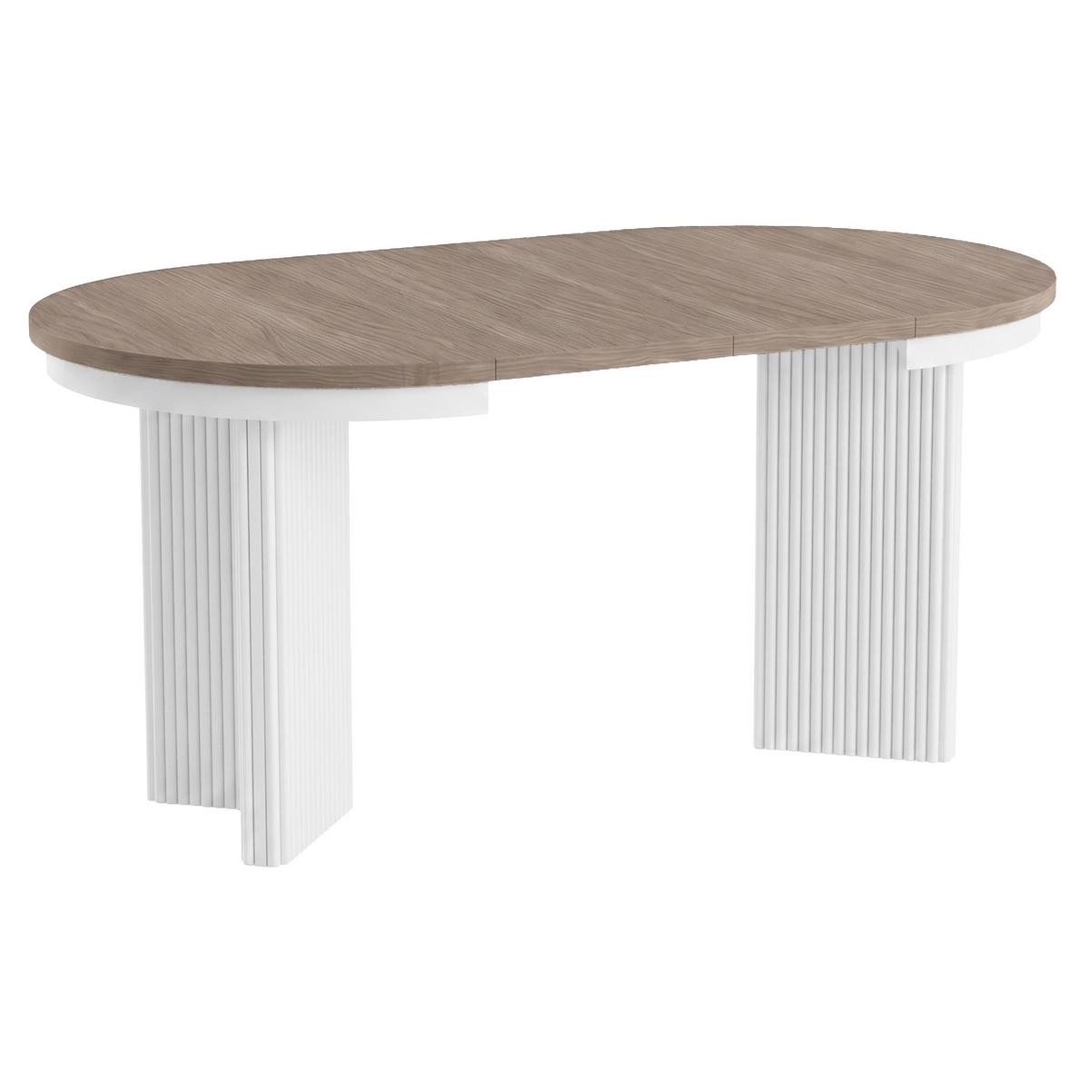 ESSTISCH Prestige runder Design-Tisch, ausziehbar Ø 100–180 cm, Walnuss+Weiß - Walnussfarben/Weiß, Metall (100/100/77cm) - Beautysofa