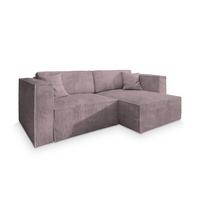 ECKSOFA NERIO P Lila Kordstoff mit Schlaffunktion - Lila/Grau, Holz/Kunststoff (245/148cm) - MASSENO