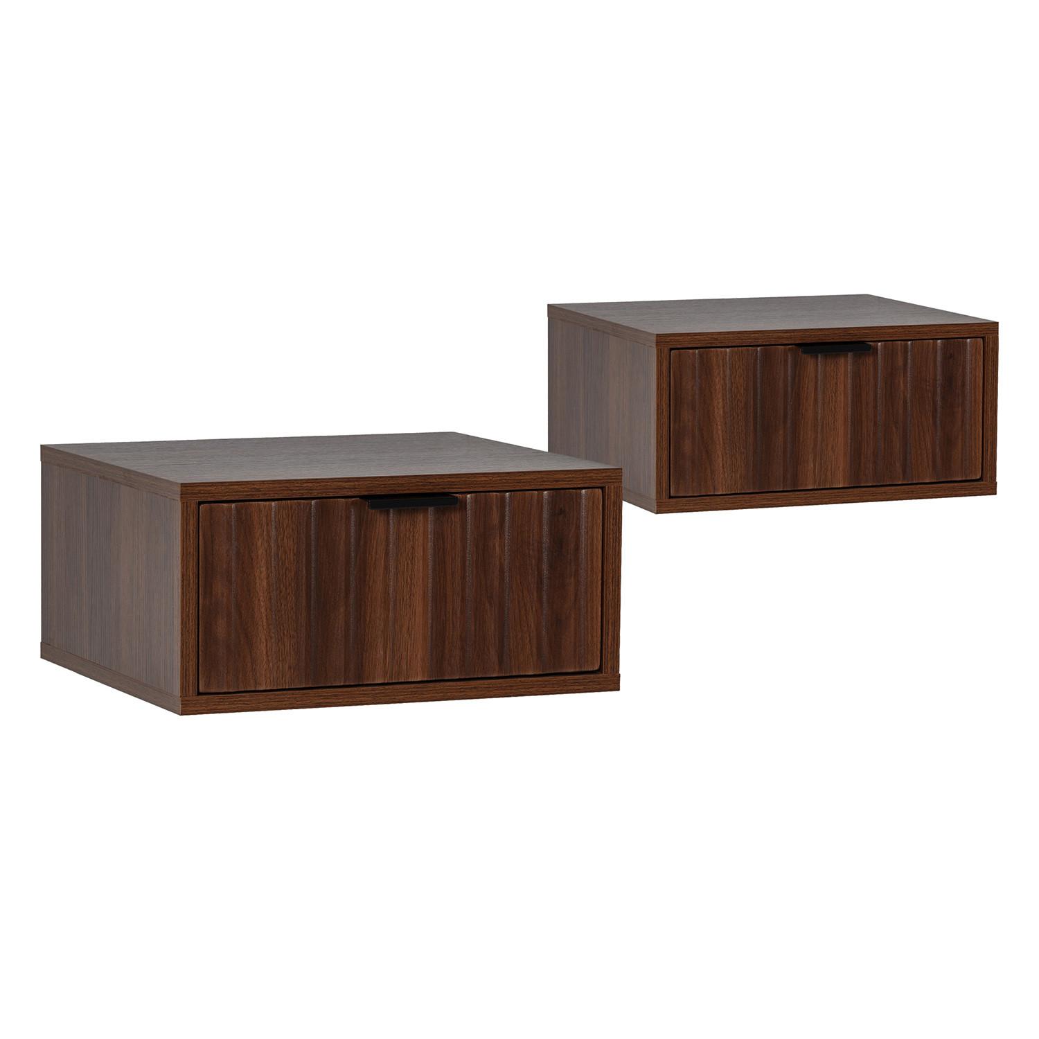 2ER-SET SCHWEBENDER NACHTTISCH Lluvia Walnuss - Walnussfarben, Holzwerkstoff (40/19/35cm) - VS Venta-stock