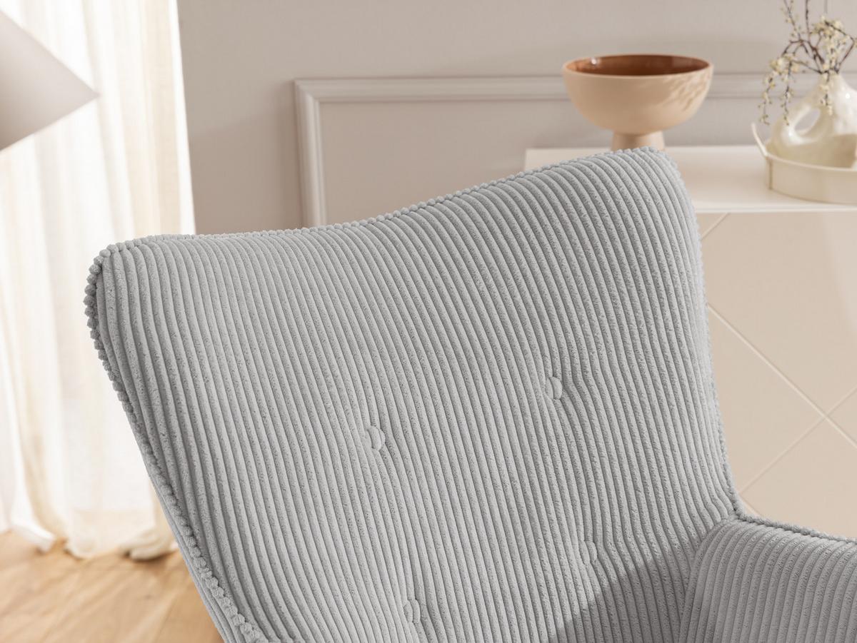 LOUNGESESSEL mit Fußhocker Lenari Hellgrau Cordstoff mit Füßen in Braun - Hellgrau/Braun, Holz/Textil (71/96/86cm) - S-Style Möbel