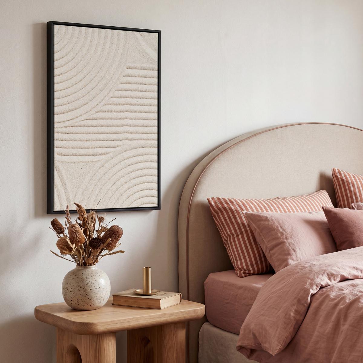 LEINWAND Bilder mit Rahmen - Muster - Abstrakt - Weiß - 40x60 - Beige, Textil (40/60cm) - MuchoWow