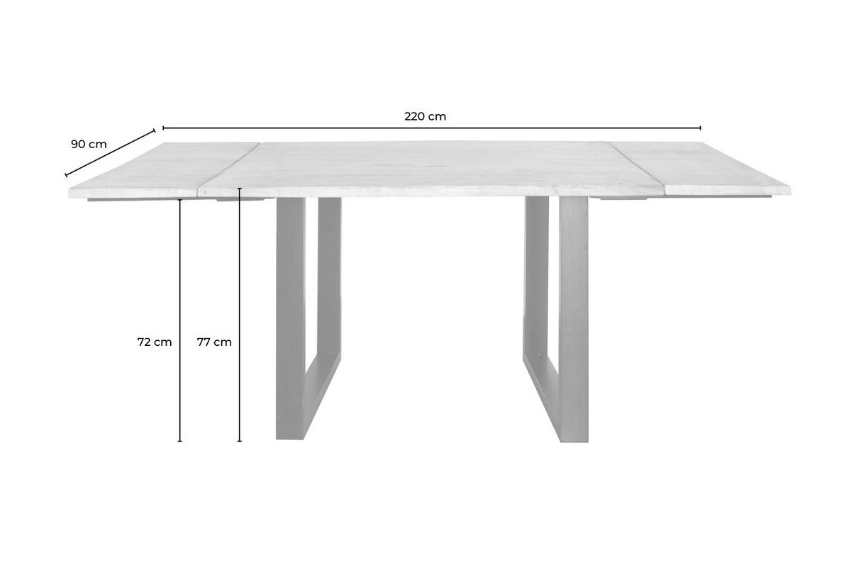 ESSTISCH LORE Holz Akazie - Schwarz/Naturfarben, Holz/Metall (90/140/77cm) - KAWOLA