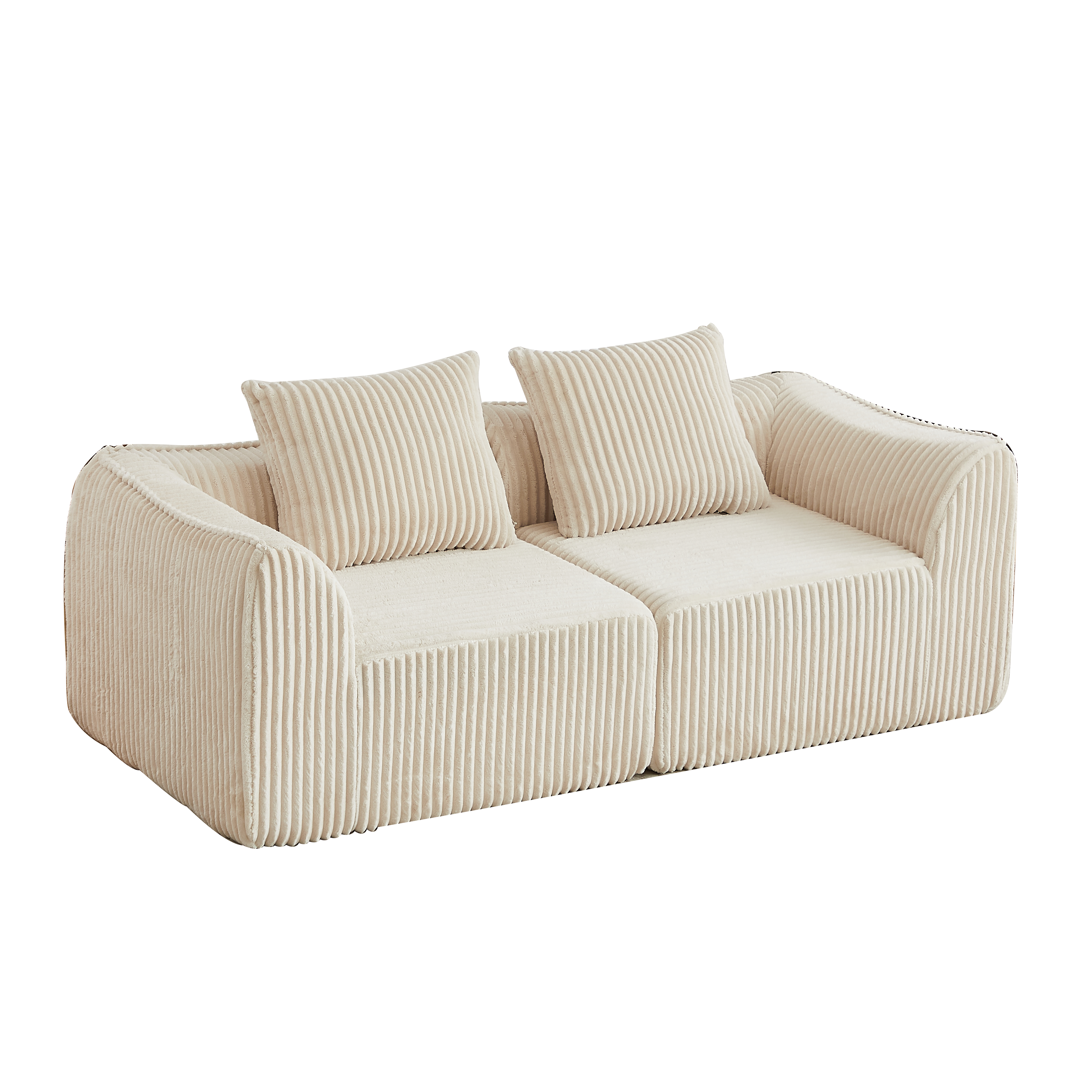 2-SITZER SOFA Cord Minimalistisch & Modular - Beige, Textil (185/72.5/101cm) - Urban Meuble