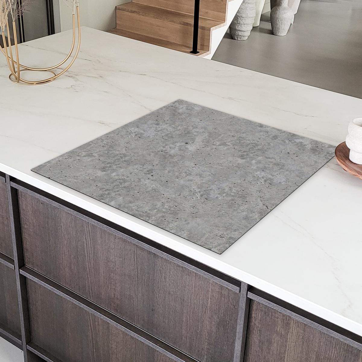 HERDABDECKPLATTE Beton - Schiefer - Grau - Struktur aus Beton Induktionsmatte 78x78 cm - Hellgrau, Kunststoff (78/78/0.2cm) - MuchoWow