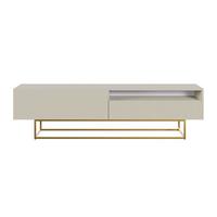 TV-SCHRANK Veldio Graubeige mit offenem Fach und goldenen Metallbeinen 175 cm - Greige/Goldfarben, Holzwerkstoff/Metall (175/46.5/31.6cm) - Selsey