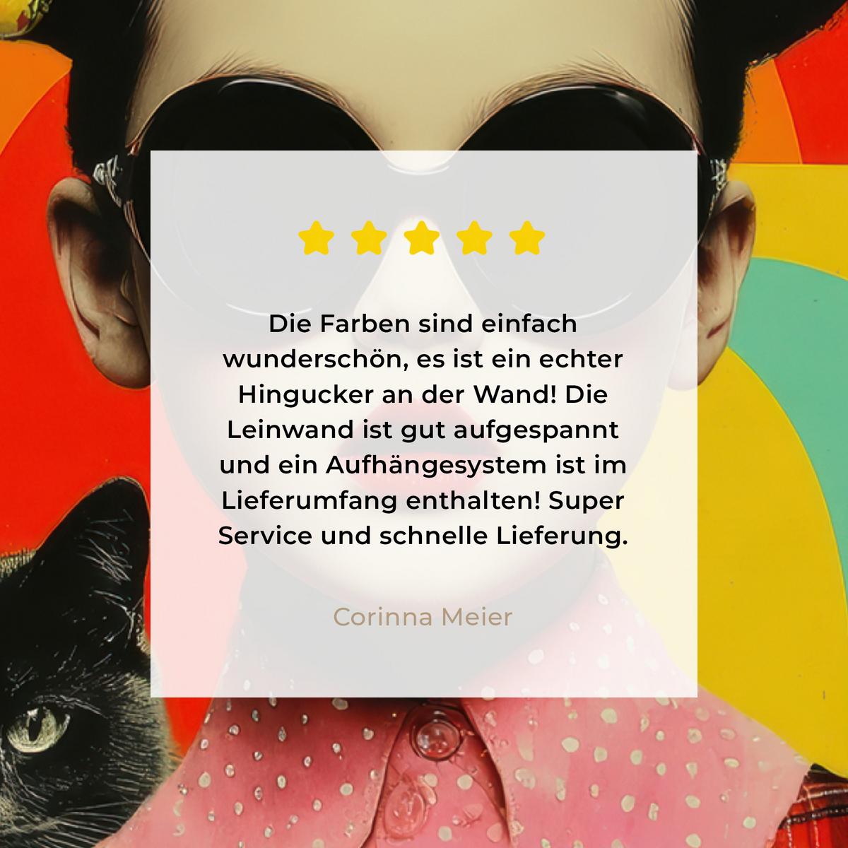 LEINWANDBILD Mädchen - Sonnenbrille - Katze - Retro Room Decor 30x40 cm - Beige, Textil (30/40cm) - MuchoWow