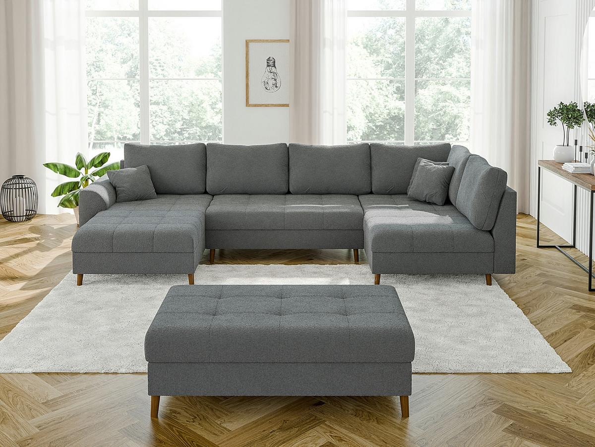 HOCKER Henrik Grau Boucle - Braun/Grau, Holz/Textil (118/40/73cm) - S-Style Möbel