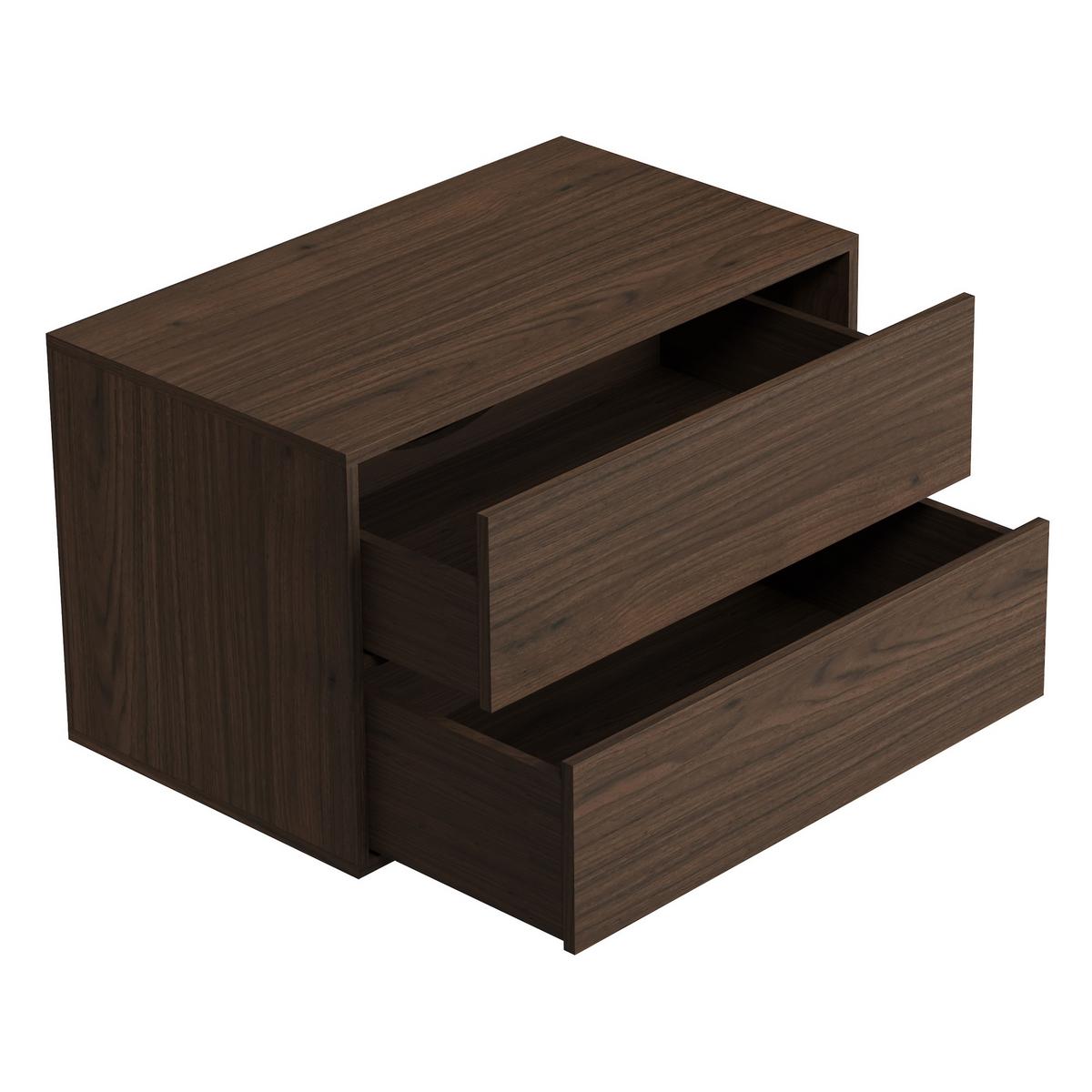 WASCHBECKENUNTERSCHRANK Mali 2 Schubladen Walnuss Braun - 80 x 46 x 49 cm - Eichefarben/Walnussfarben, Holz (80/49/46cm) - Badplaats