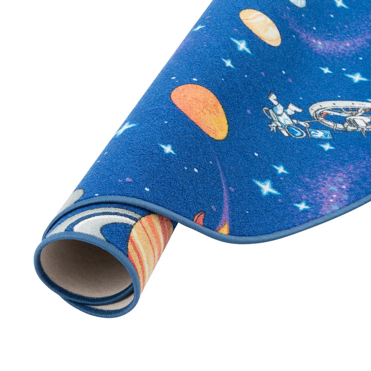 KINDER SPIEL TEPPICH WELTALL RUND - Blau, Textil (133/133cm) - Snapstyle