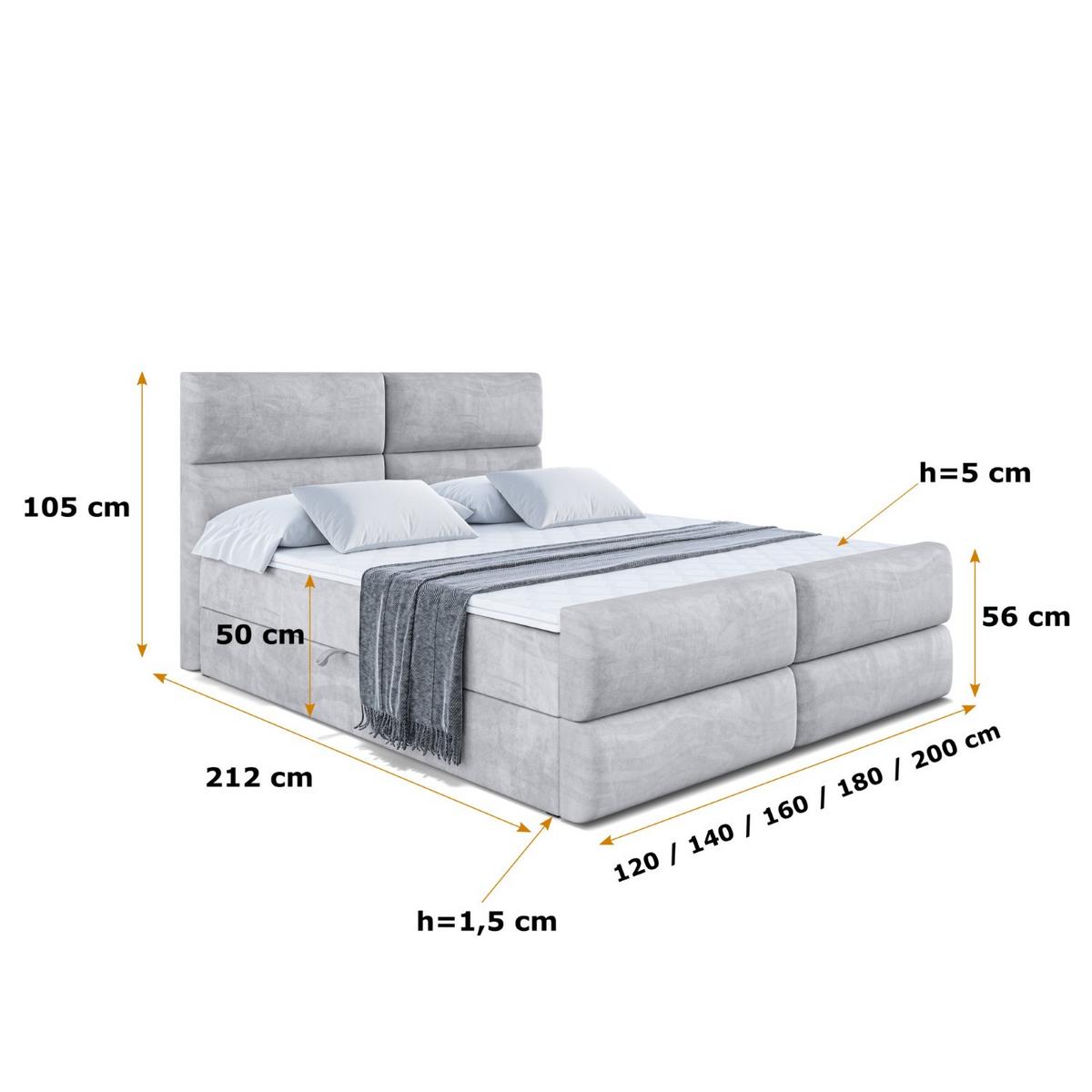 BOXBETT BOXI3-Z - 160x200 cm - H4 - Hellgrau - Hellgrau, Holzwerkstoff (160/200cm) - ALTDECOR