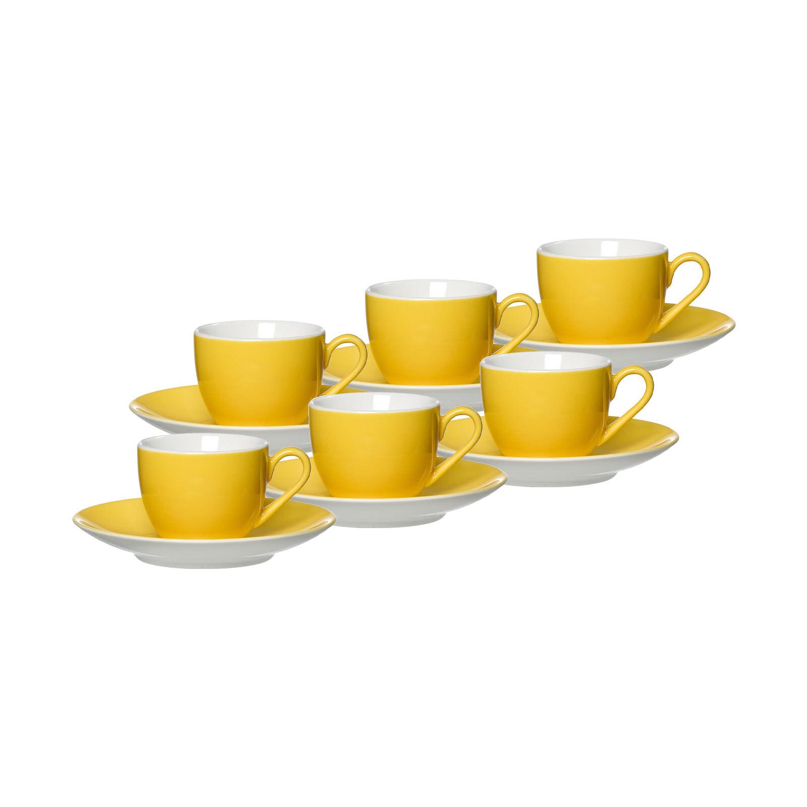 ESPRESSOTASSEN UND -UNTERTASSEN Doppio Gelb 80 ml 6er Set - Gelb, Keramik (12/7/12cm) - Ritzenhoff Breker