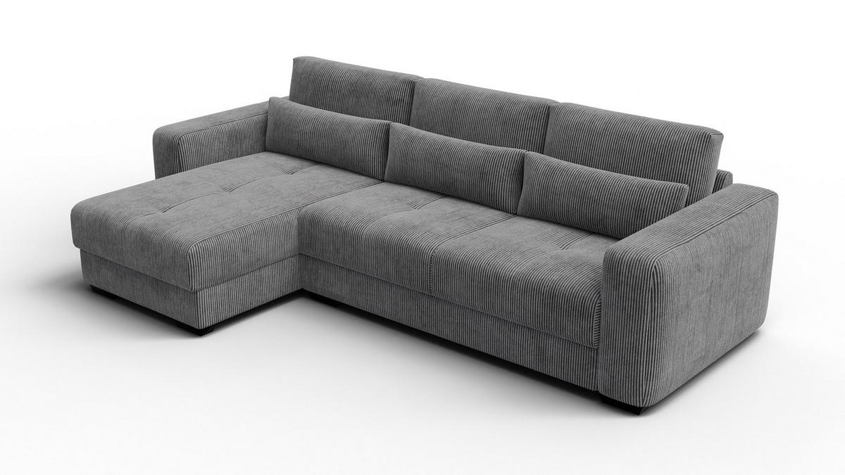ECKSOFA OLI 4-Sitzer links, dunkelgrau - Dunkelgrau, Holz/Textil (295/172cm) - Wozimo