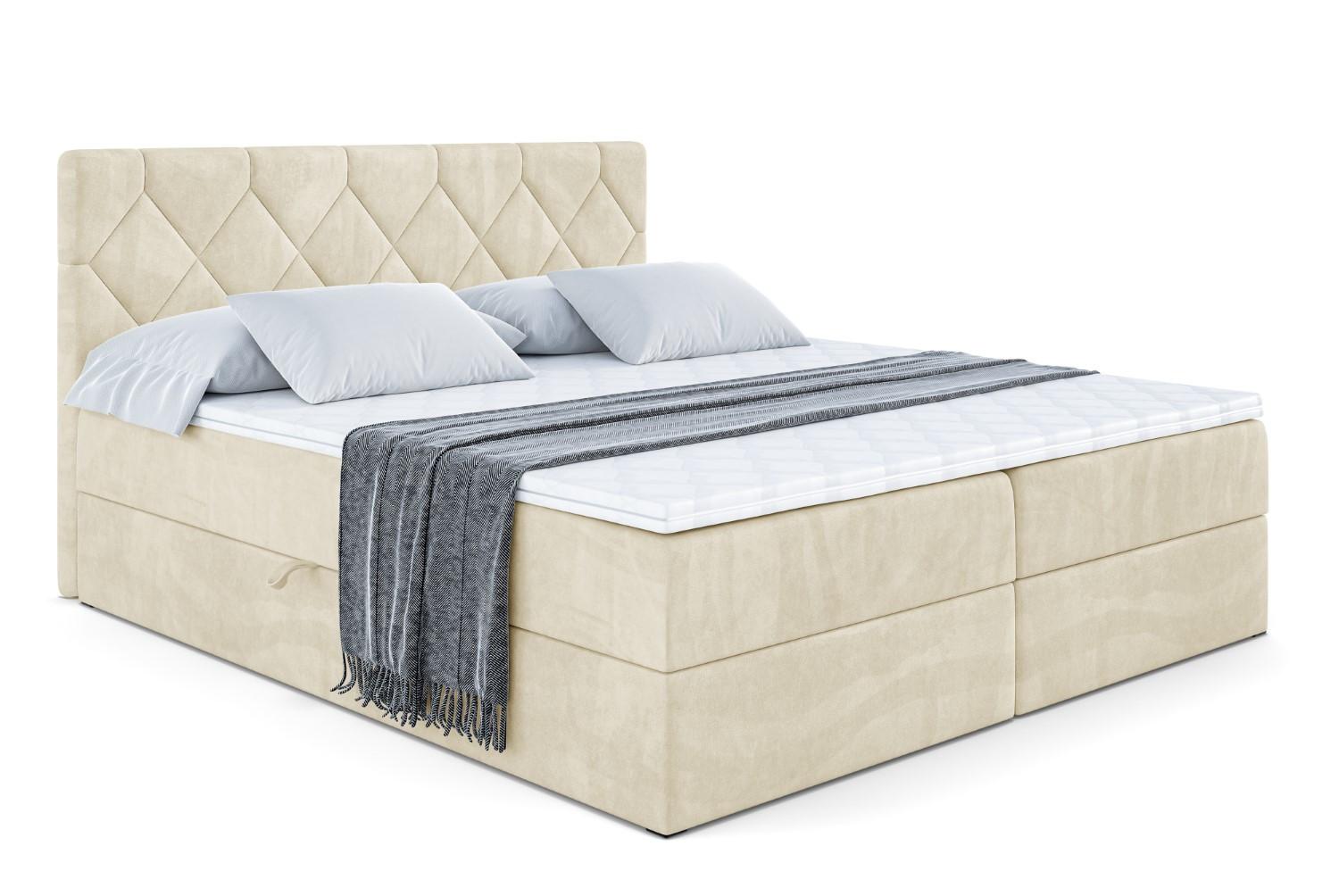 BOXBETT mit Matratze H3 und Lattenrost - CATOR - 140 x 200 Beige - Beige, Holzwerkstoff (140/200cm) - ALTDECOR