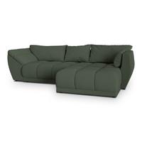 ECKSOFA ORENTI R-S Grün Boucle-Stoff mit Schlaffunktion - Grün, Holz (287/182cm) - MASSENO