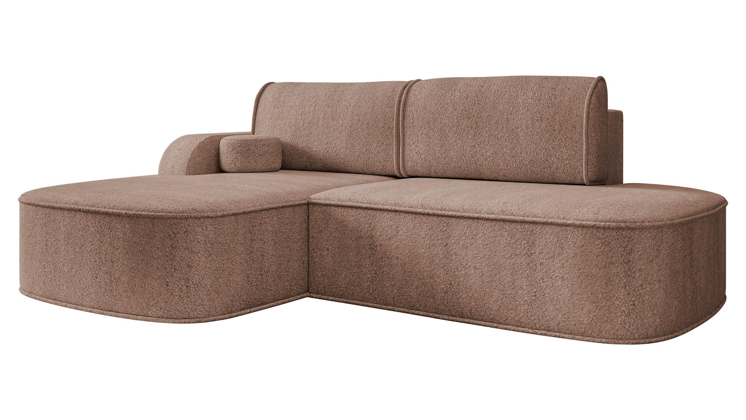 ECKSOFA Koro, Seite: Links - Hellbraun/Schwarz, Holz/Kunststoff (256/177cm) - MIRJAN24