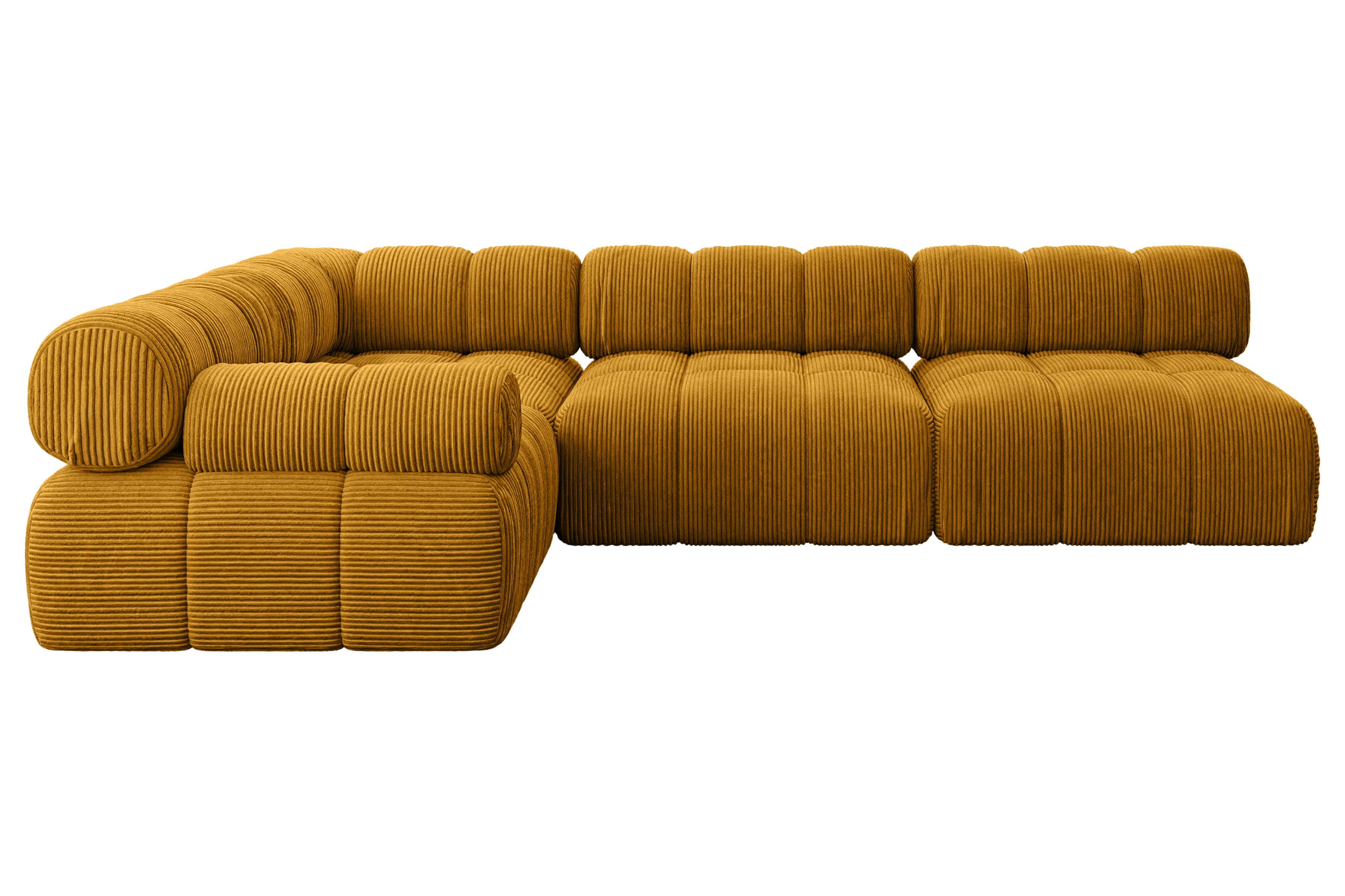ECKSOFA modulares Sofa Mende-L2 - 285x190x70 cm Senfgelb Cord - Currygelb, Holzwerkstoff/Textil (285/190cm) - ALTDECOR