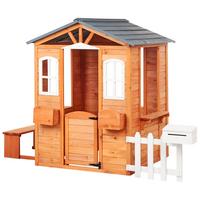 GARTENSPIELHAUS Heller Holzfarbton Ampeliko - Hellbraun/Weiß, Holz (212/142/120cm) - Beliani