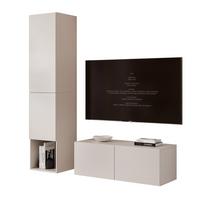 WOHNWAND ANGEL LINE V 2-teilig, mit LED-Beleuchtung, Kaschmir - Kaschmir, Holzwerkstoff (140/180/40cm) - Idohome
