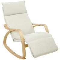 SCHAUKELSTUHL Polyester Cremeweiß - Creme/Schwarz, Birkenholz/Holzwerkstoff (67/92/106cm) - HOMCOM