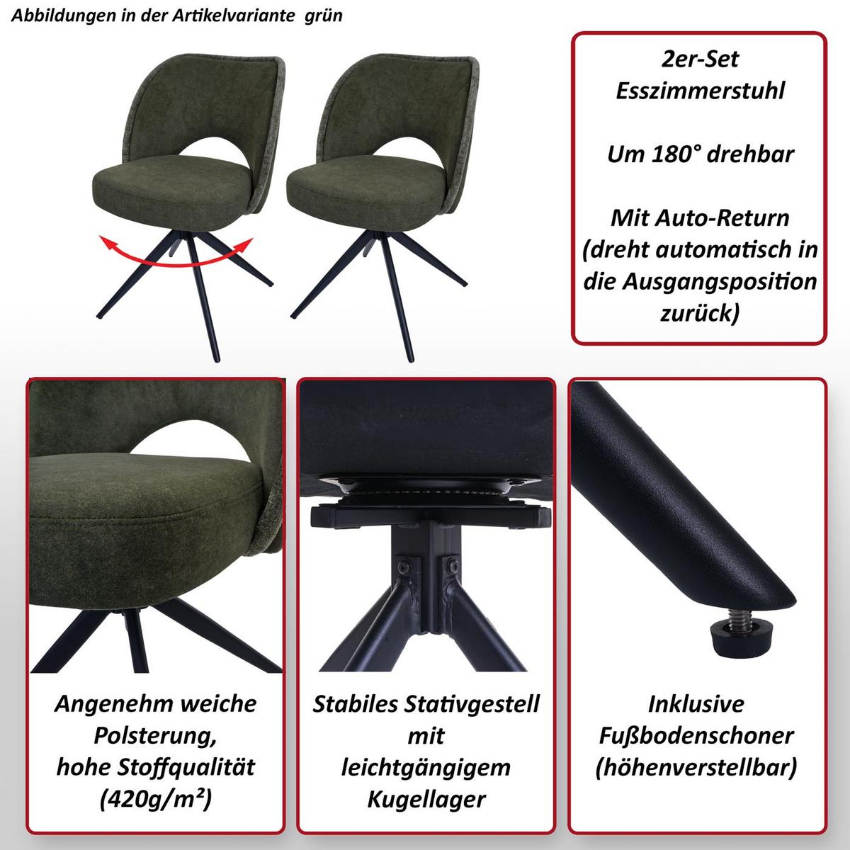 ESSZIMMERSTUHL Blau 2er-Set - Blau, Textil (54/84/60cm) - MCW